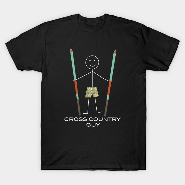 Funny Mens Cross Country Ski Guy T-Shirt by whyitsme